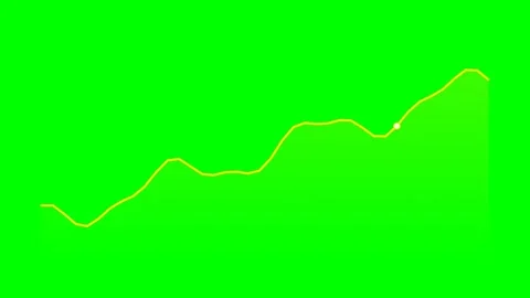 A bright yellow line graph trending upwards against a solid green background Stock Footage 341821215