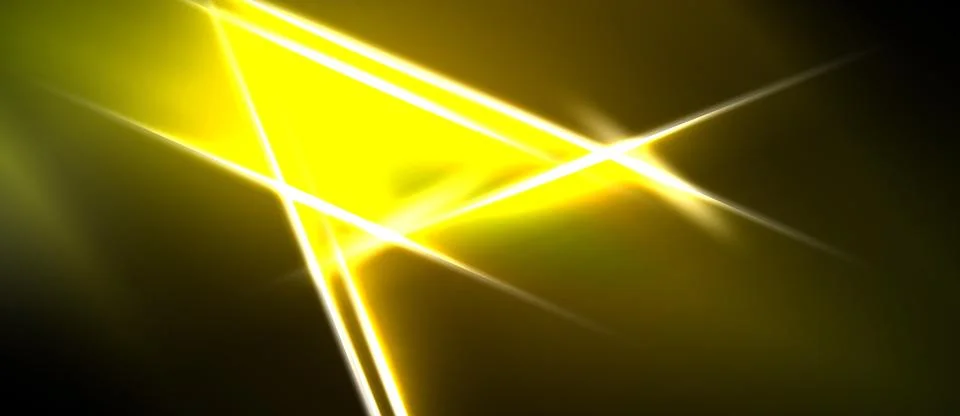 Bright yellow lines intersect dark background. Abstract light flares create Stock Illustration