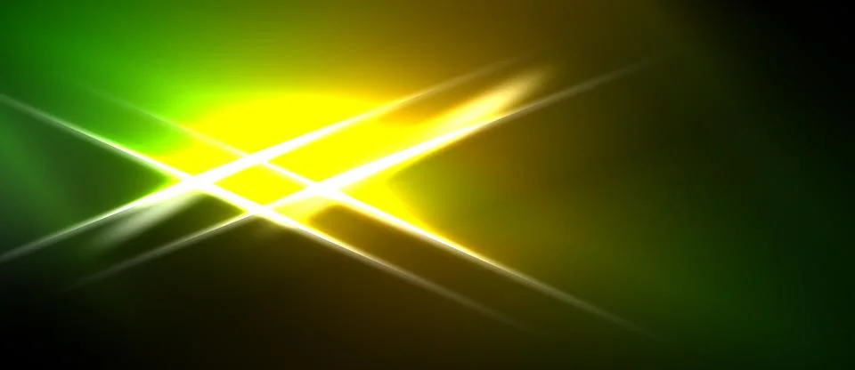 Bright yellow lines intersect green background. Dramatic lighting creates e.. 스톡 일러스트