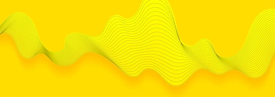 Bright yellow liquid smooth wave with black lines abstract background Stock Illustration