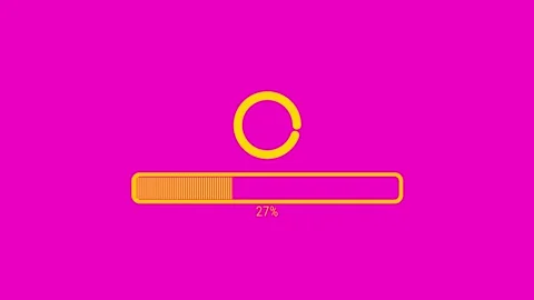 Bright yellow loading bar on pink background Stock Footage 314259866
