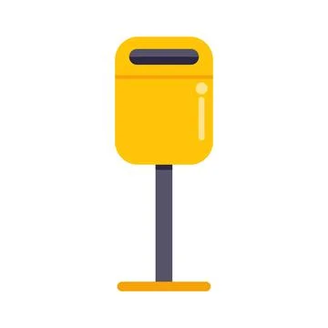 Bright yellow mailbox on stand for postal service communication イラスト素材