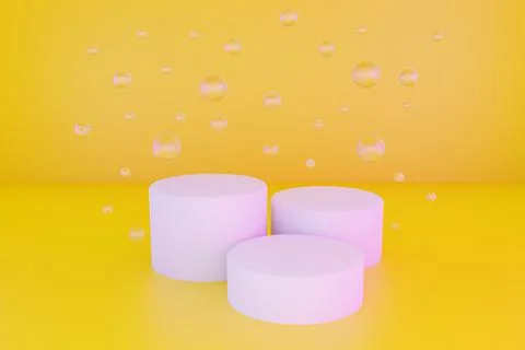 Bright yellow minimal three 3d background with neon effect. Poster design with Stock Illustration