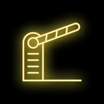 Bright yellow neon glowing automatic car barrier sign on a black background Stock Illustration