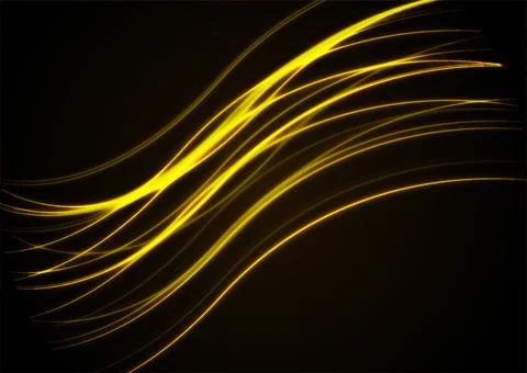 Bright yellow neon waves abstract technology background 스톡 일러스트
