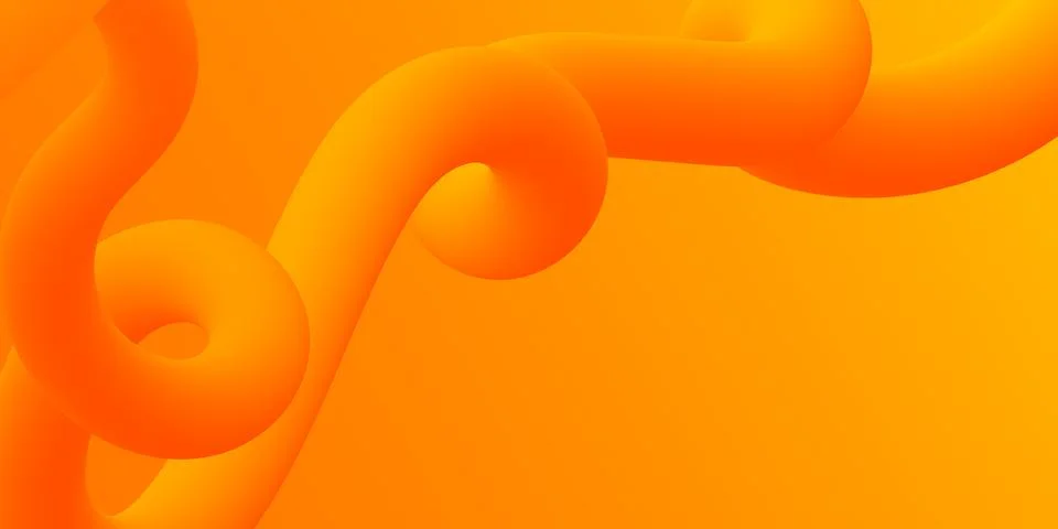Bright yellow orange background with gradient and 3d abstract tube shaped figure Stock Illustration