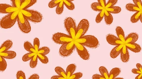 Bright Yellow Orange Flowers Pattern Light Pink Background Stock Footage 322510826