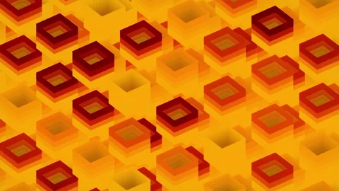 Bright yellow-orange pattern of squares seamless loop animation. 3d rendering 4K Stock Footage 259036424
