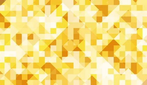 Bright yellow pixel art abstract background featuring a modern mosaic geometric Stock Illustration