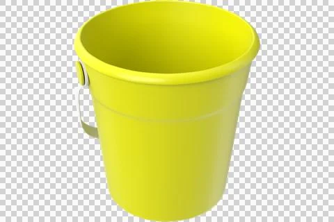 Bright yellow plastic cup with handle isolated on white background Stock Illustration