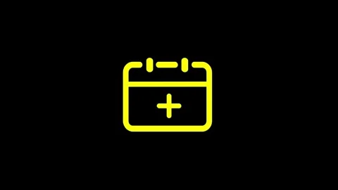 Bright yellow plus calendar icon on dark background 库存影片 333685494