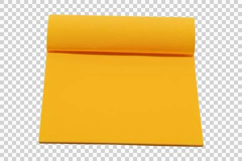 A bright yellow rectangular paper pad with a folded edge, resting Stock Photos