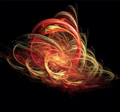 Bright yellow-red abstract pattern on black, color digital graphics Stock Illustration