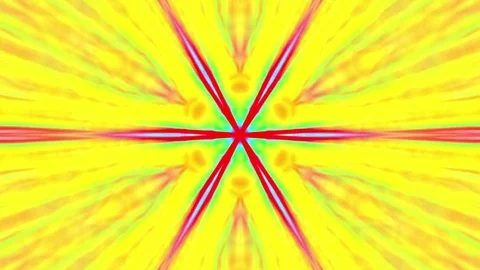 Bright Yellow Red Shifting Psychedelic Rays Kaleidoscope Motion Background Loop Stock Footage 70594104