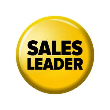 Bright yellow round button with word 'Sales leader' Stock Illustration
