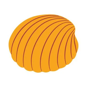Bright yellow scallop seashell in flat style isolated Stock Illustration