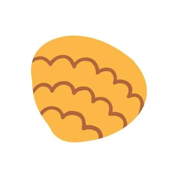 Bright yellow scallop seashell with wavy pattern vector illustration. Flat イラスト素材