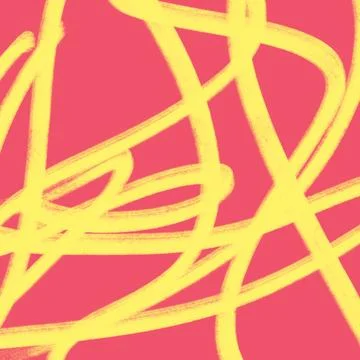 Bright Yellow Scribble Lines on Pink Background Stock Illustration