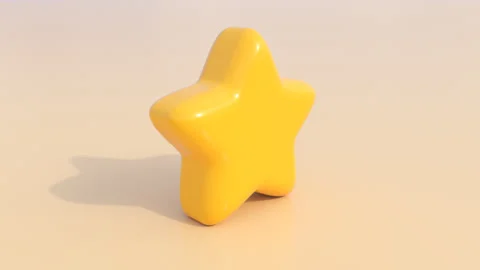 Bright Yellow Shiny Plastic 3D Rounded Star Shape Rotating Slowly Stock Footage 309378441