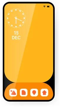 Bright Yellow Smartphone UI with Clock and Navigation Icons Stock Illustration
