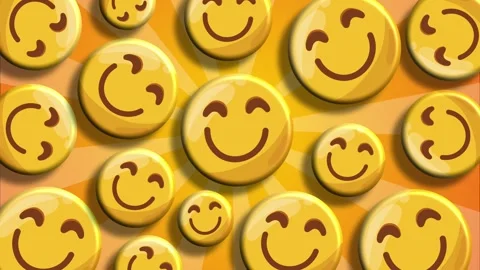 Bright yellow smiley faces forming joyful repeating pattern Stock Footage 323155123