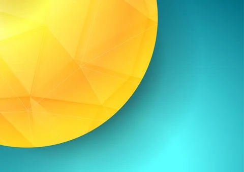Bright yellow sphere with low poly plexus texture on blue background Illustrazione stock