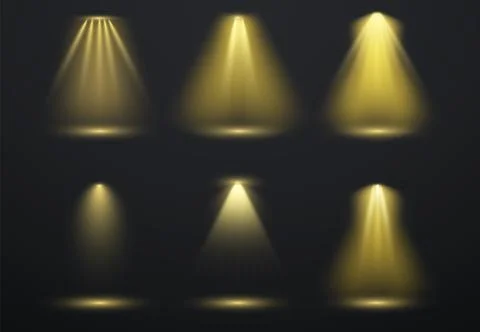 Bright Yellow Spotlight Effect with Rays and Glowing Flare for Stage, Theater Illustrazione stock