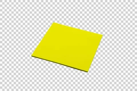 Bright yellow square paper note, isolated on a plain white background Stock Photos