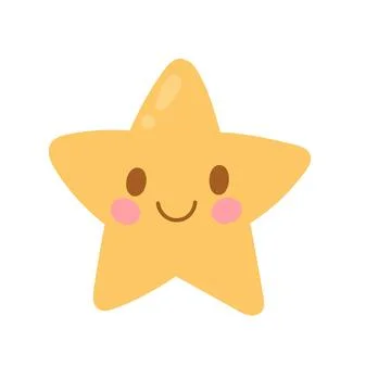 Bright yellow star with blushing cheeks and a big smile shines in this cute Stock Illustration