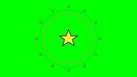 A bright yellow star centered within a circular frame on a green background Stock Footage 340900531