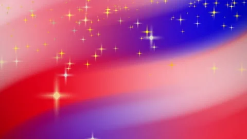 Bright yellow starry background on patriotic colors with white, blue, red Stock Footage 336614962