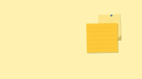 Bright yellow sticky note with blue pin Stock Illustration