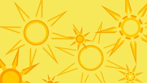 Bright Yellow Summer Solstice Sun Pattern Background Loop. Stock Footage 340034629