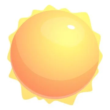 Bright yellow sun icon with diverging rays, cartoon style. Stockillustratie