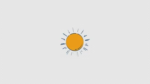 Bright yellow sun with radiating rays 2D object doodle animation Stock Footage 324026150