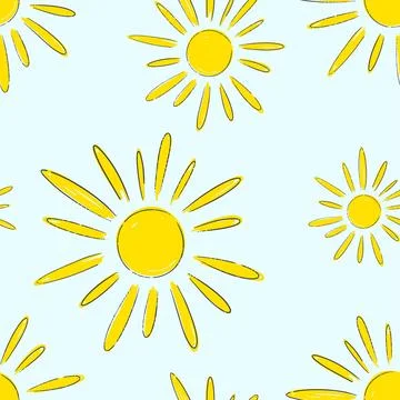 Bright yellow sun seamless pattern ideal for cheerful designs and summer themes 스톡 일러스트