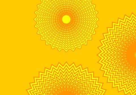 Bright Yellow Sunburst Abstract Pattern With Zigzag Radial Design And Sunny.. イラスト素材