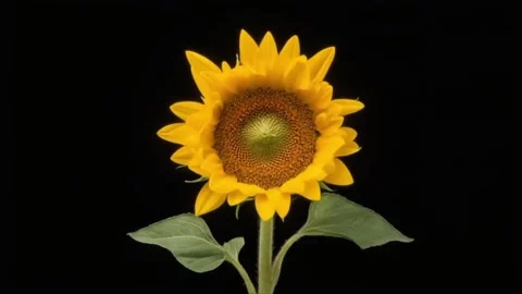 Bright Yellow Sunflower Head Opening to Full Bloom Time-lapse Video stock 312816243