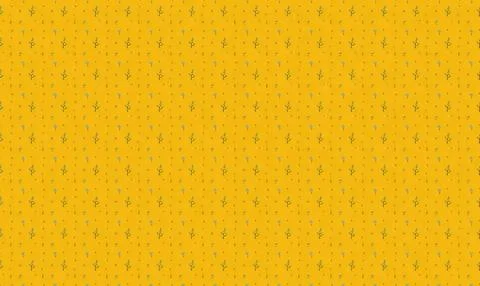 Bright yellow sunflower pattern with small green leaves Stock Illustration