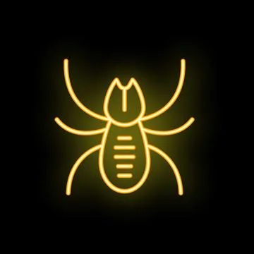 Bright yellow tick icon glowing on a black background Stock Illustration