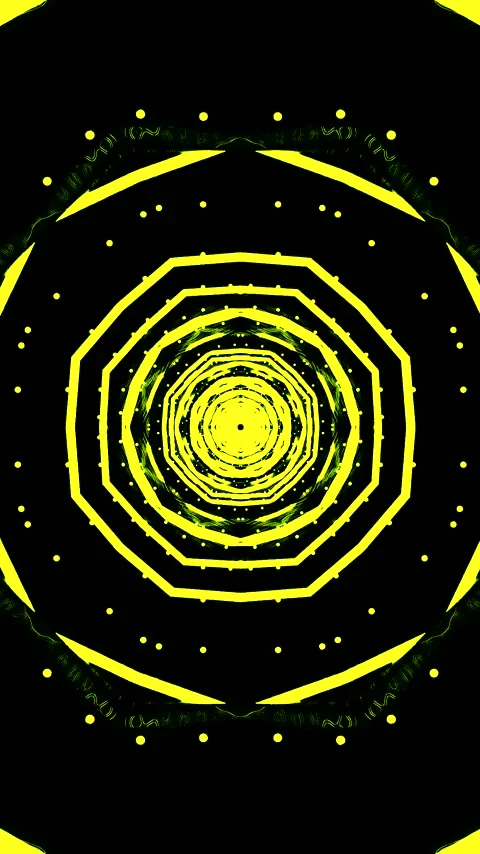 Bright yellow tunnel visual effects creating a seamless looping screensaver.. Stock Footage 321565931