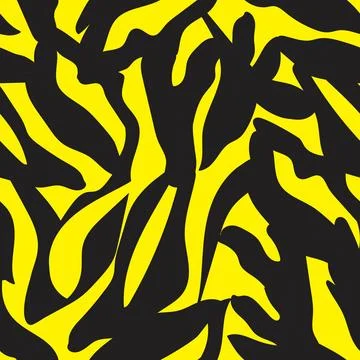 Bright Yellow Zebra Leopard Leaf Abstract seamless pattern design Stock Illustration