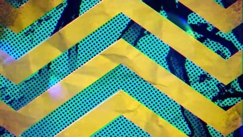 Bright Yellow Zig Zag Lines with Polka Dots and Nature Visuals Motion Background Stock Footage 144857941