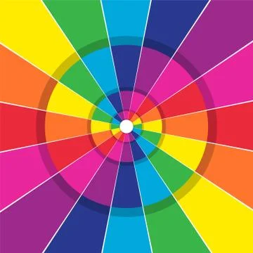 Brightly colored abstract circular background with dividing lines Illustrazione stock