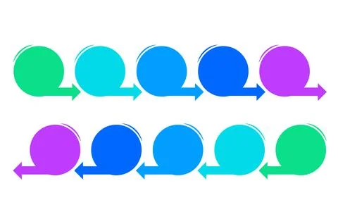 Brightly colored arrows guide steps in a vibrant sequence. Stock Illustration