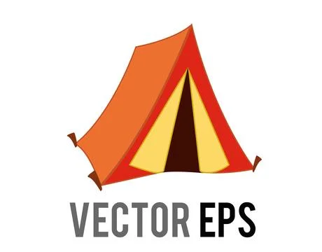 Brightly colored camping tent flat icon with a simple, modern design Stock Illustration