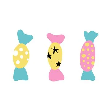 Brightly colored candy. Vector set in flat style on white background Stock Illustration