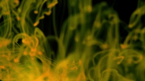 Brightly colored clouds of smoke dance. Hues of yellow, blue, green and red dark Video stock 247783906