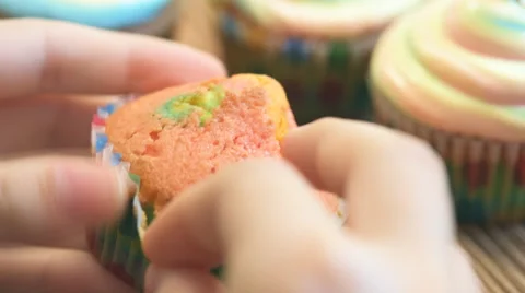 Brightly colored cupcakes. Stock Footage 65023923