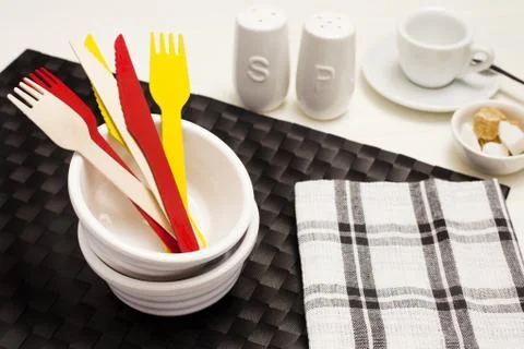 Brightly colored cutlery Stock Photos